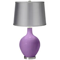 African Violet - Satin Light Gray Shade Ovo Table Lamp