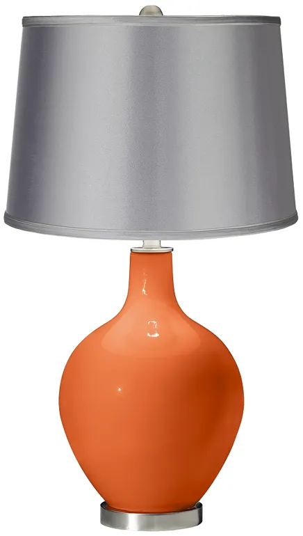 Nectarine - Satin Light Gray Shade Ovo Table Lamp