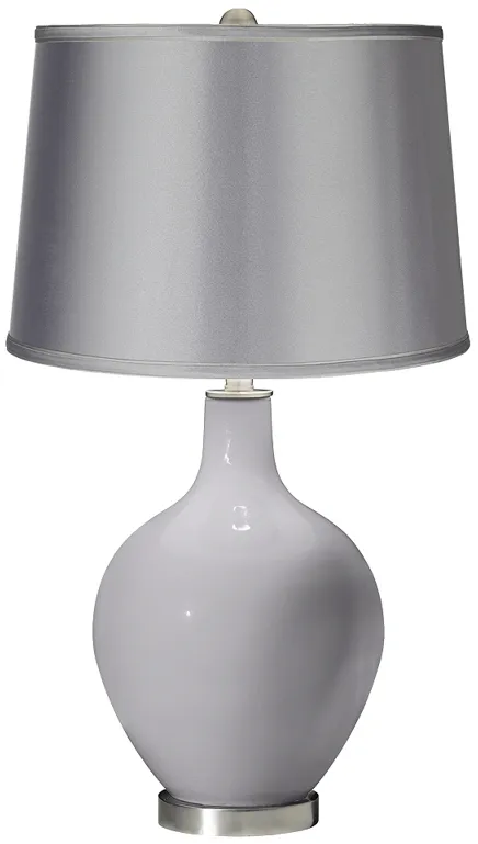 Swanky Gray - Satin Light Gray Shade Ovo Table Lamp