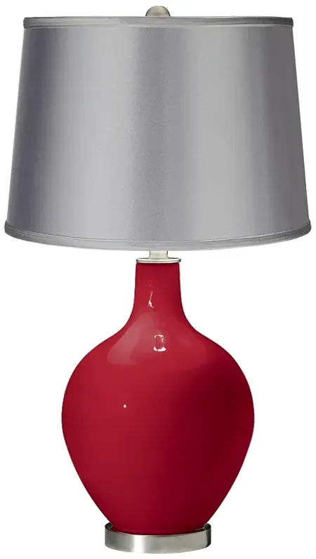 Color Plus Ovo 28 1/2" Satin Gray Shade with Ribbon Red Table Lamp