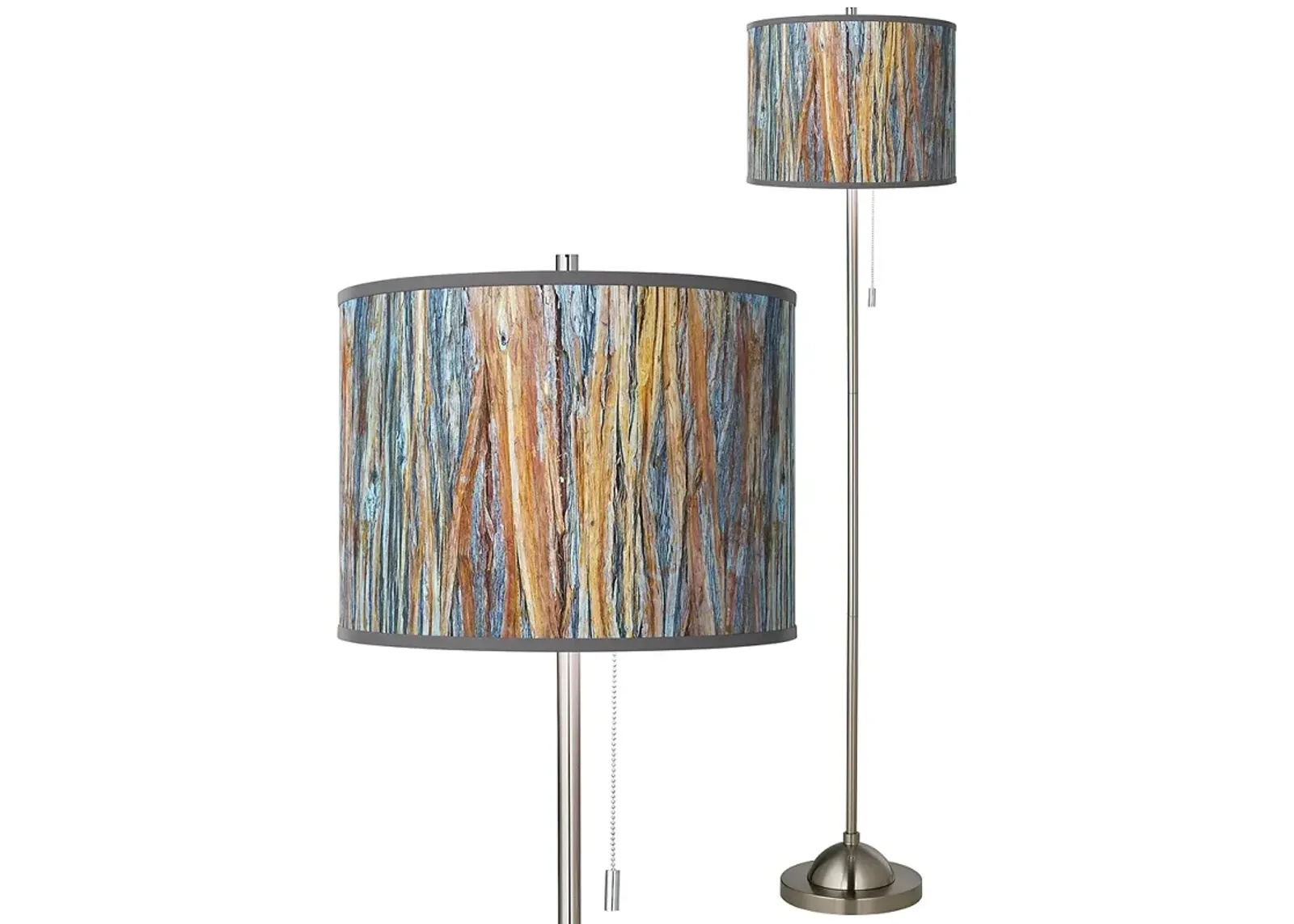 Giclee Glow 62" Striking Bark Brushed Nickel Pull Chain Floor Lamp