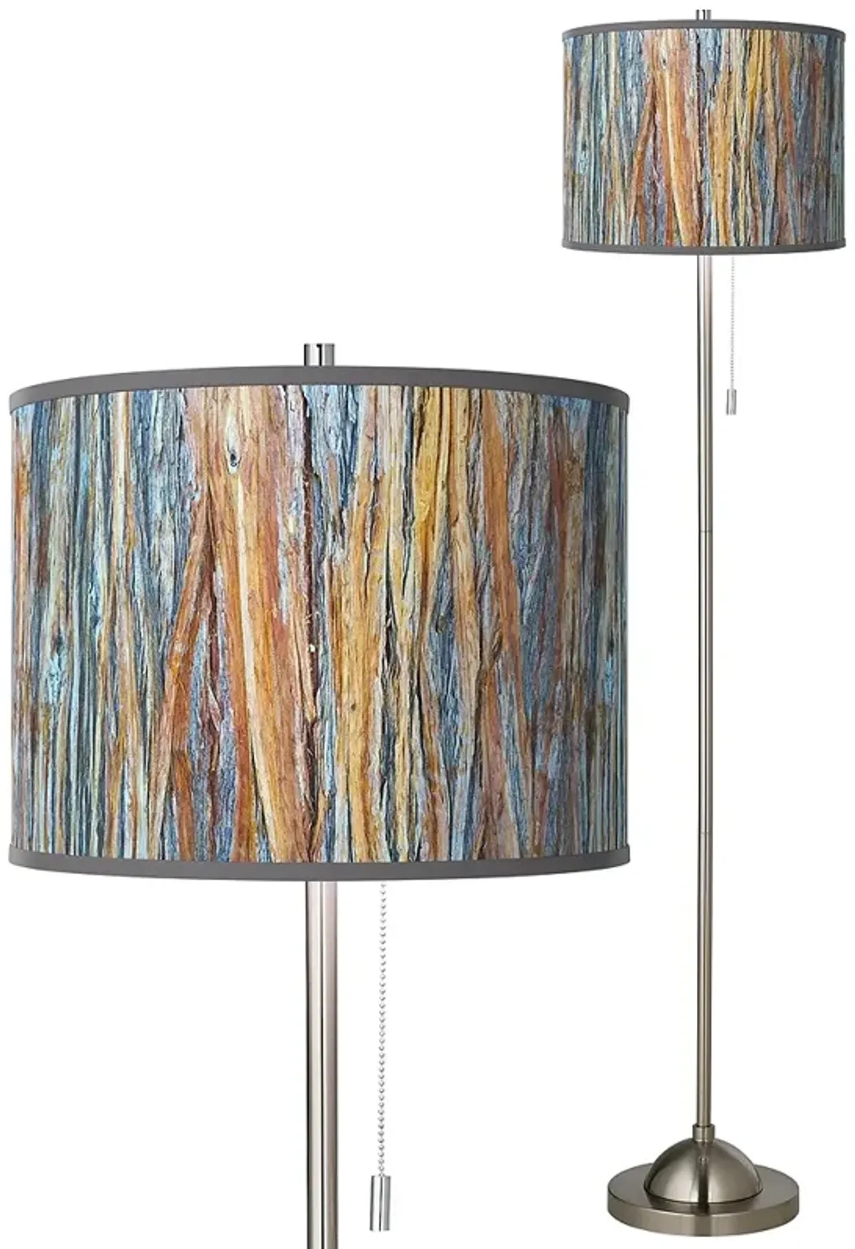 Giclee Glow 62" Striking Bark Brushed Nickel Pull Chain Floor Lamp