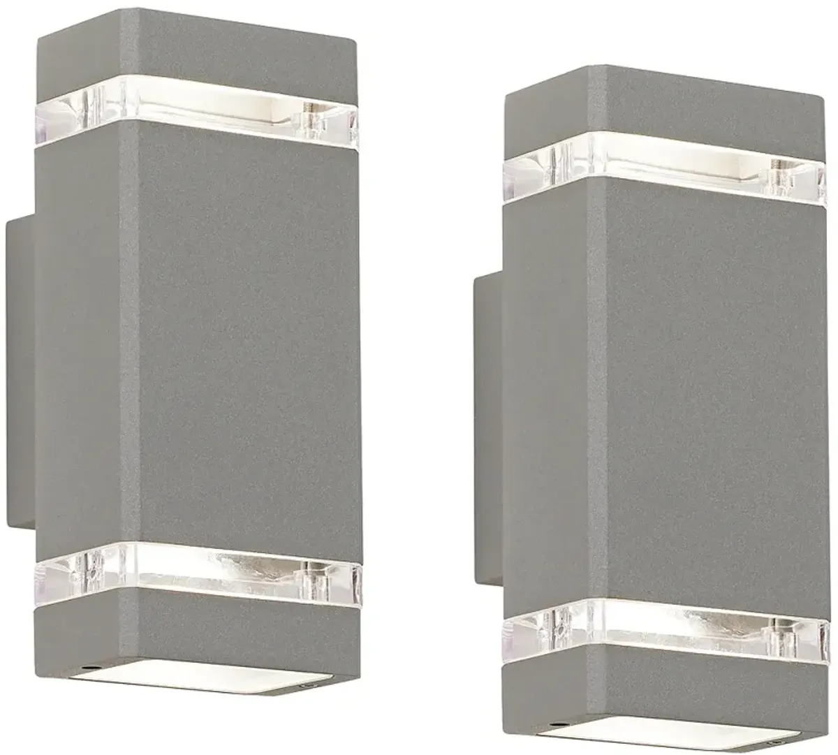 Possini Euro Skyridge 10 1/2"H Silver Outdoor Wall Light Set of 2