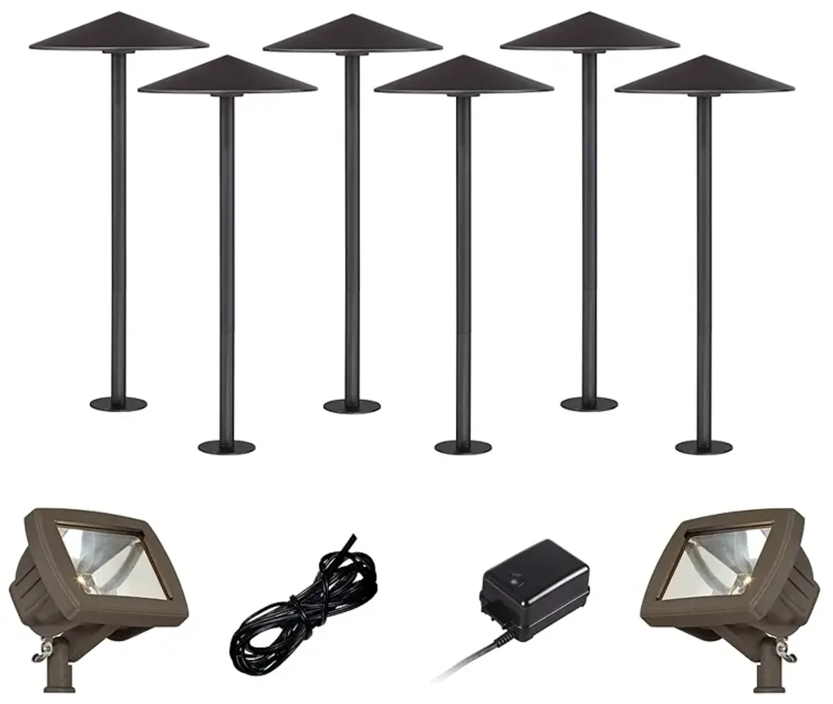 John Timberland Kobe Bronze 10-Piece LED Landscape Path and Flood Light Set