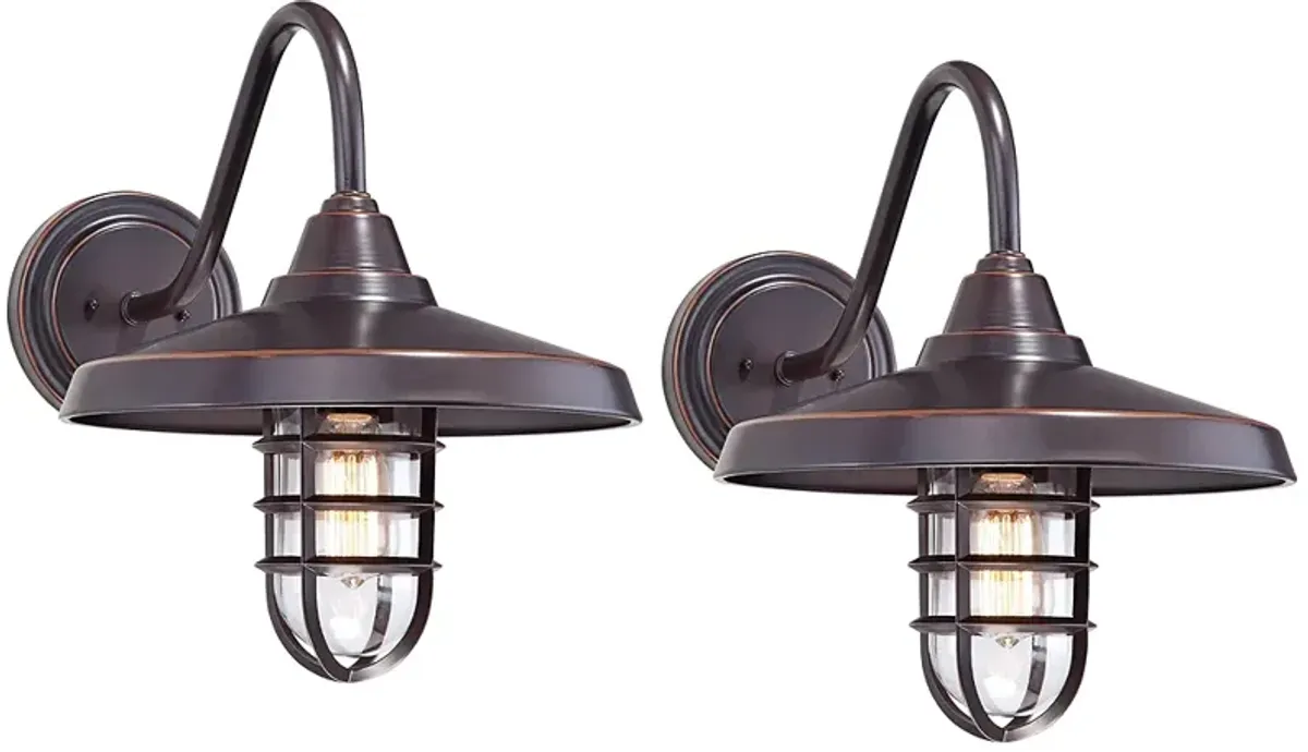 John Timberland Marlowe 16 3/4" Bronze Outdoor Wall Lights Set of 2