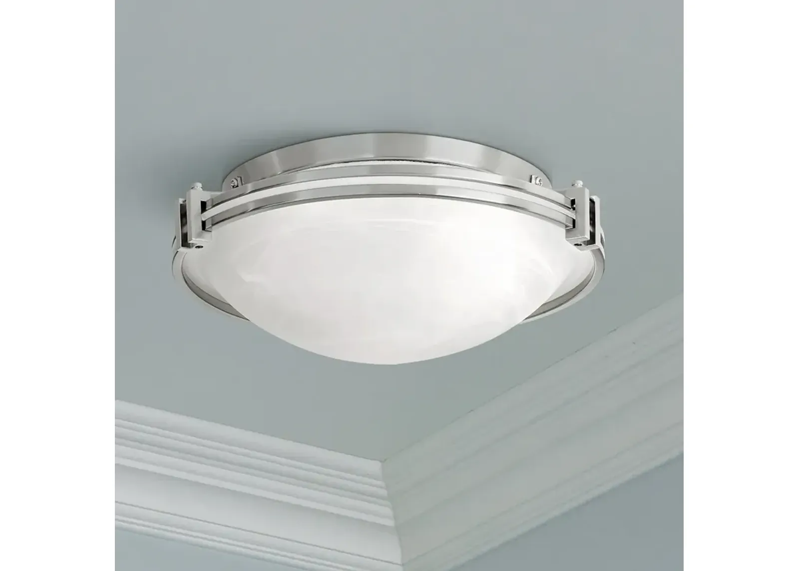 Possini Euro Design Deco 16 3/4" Wide Brushed Nickel Ceiling Fixture