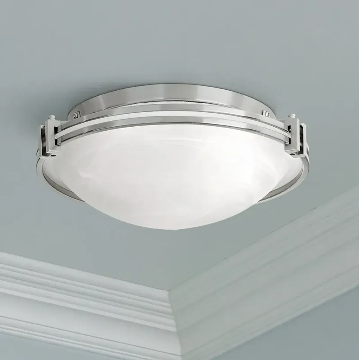 Possini Euro Design Deco 16 3/4" Wide Brushed Nickel Ceiling Fixture