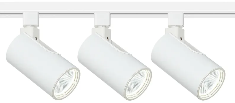 3-Light White Cylinder 30W LED Floating Canopy Track Kit