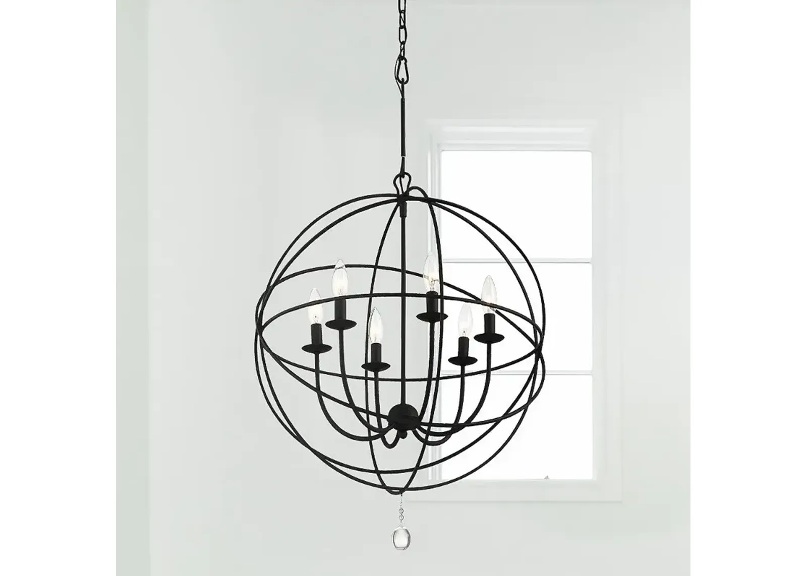 Crystorama Solaris 28 1/2"W Black 6-Light Sphere Chandelier