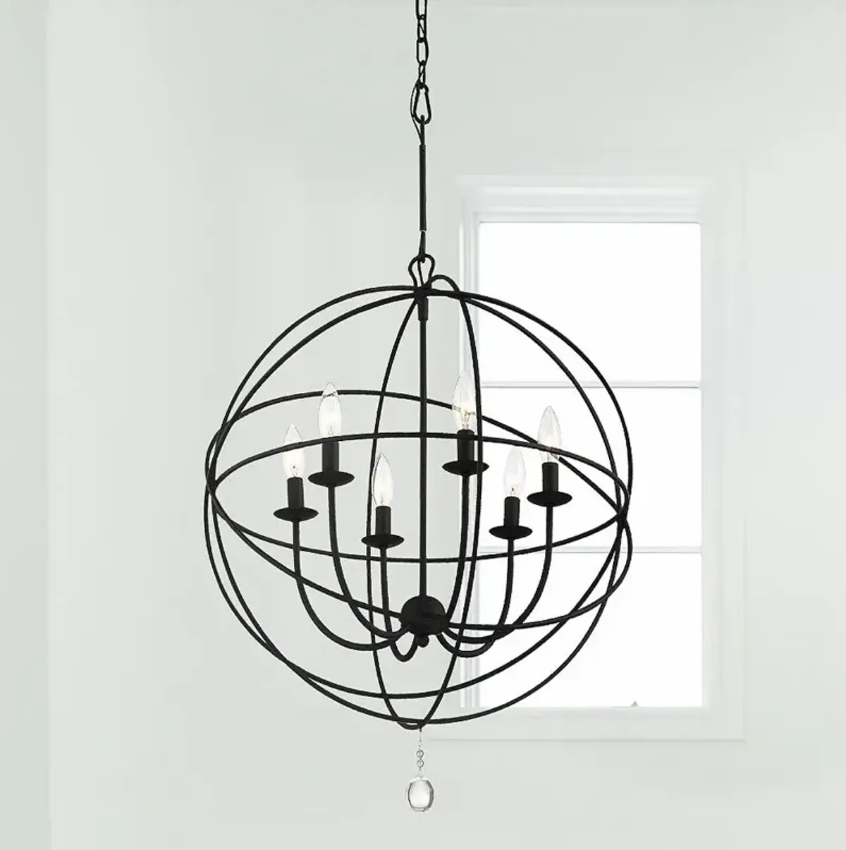 Crystorama Solaris 28 1/2"W Black 6-Light Sphere Chandelier