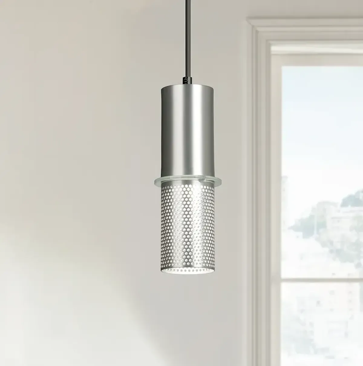 George Kovacs Larry 3 1/2" Wide Satin Aluminum Mini Pendant