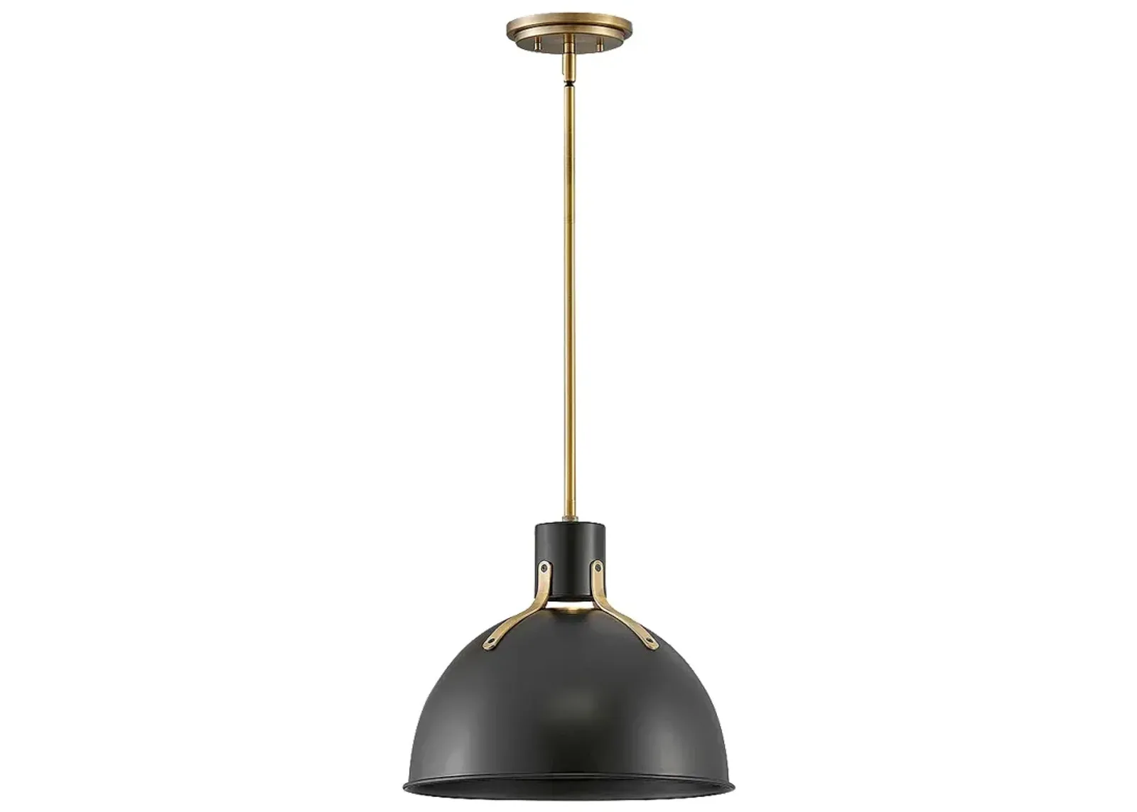 Hinkley Argo 14" Wide Gold and Satin Black Dome Pendant Light