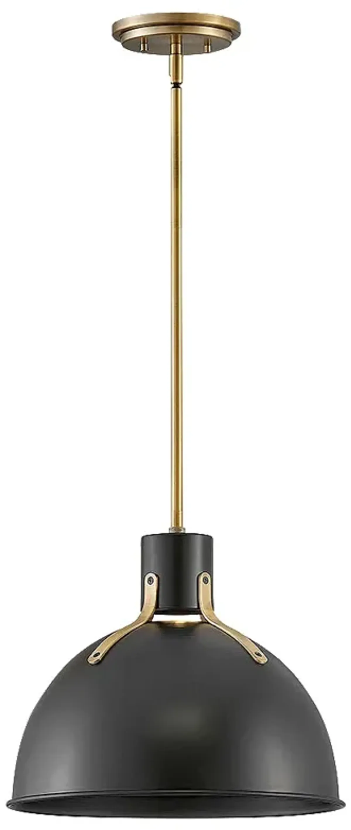 Hinkley Argo 14" Wide Gold and Satin Black Dome Pendant Light