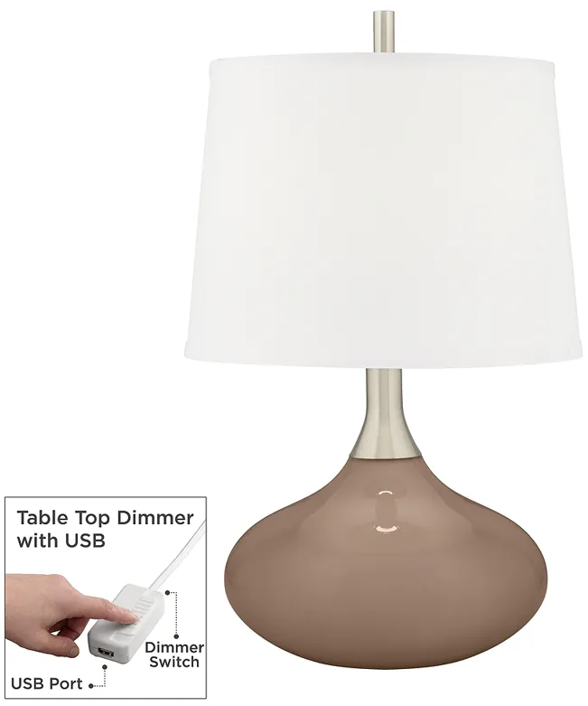 Mocha Felix Modern Table Lamp with Table Top Dimmer