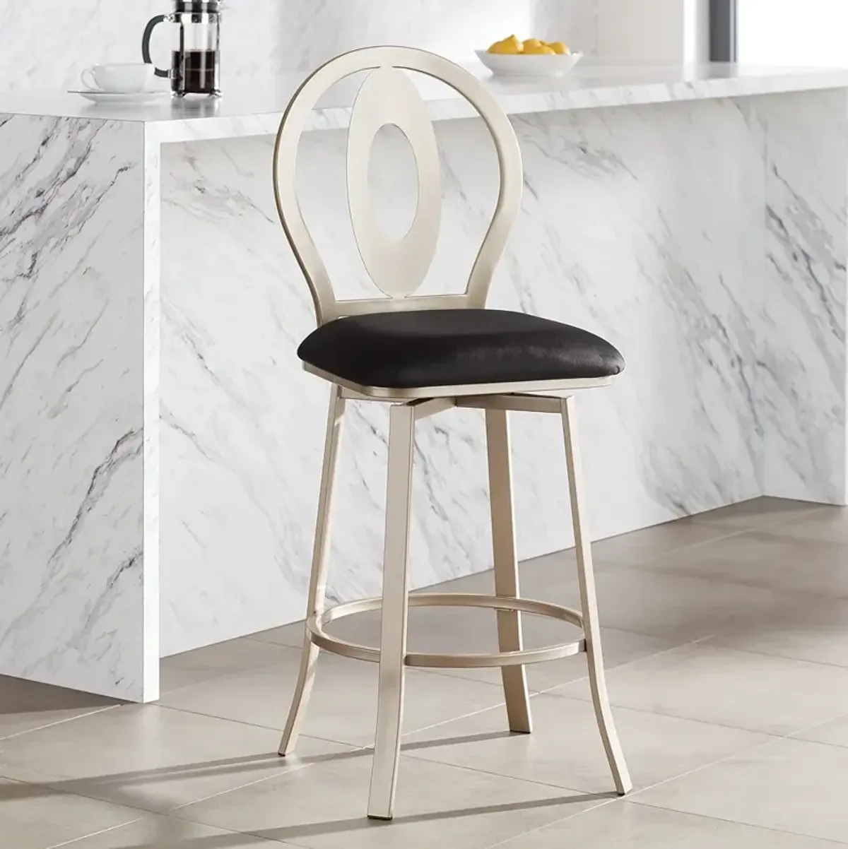 Faye 29" High Champagne Gold Barstool