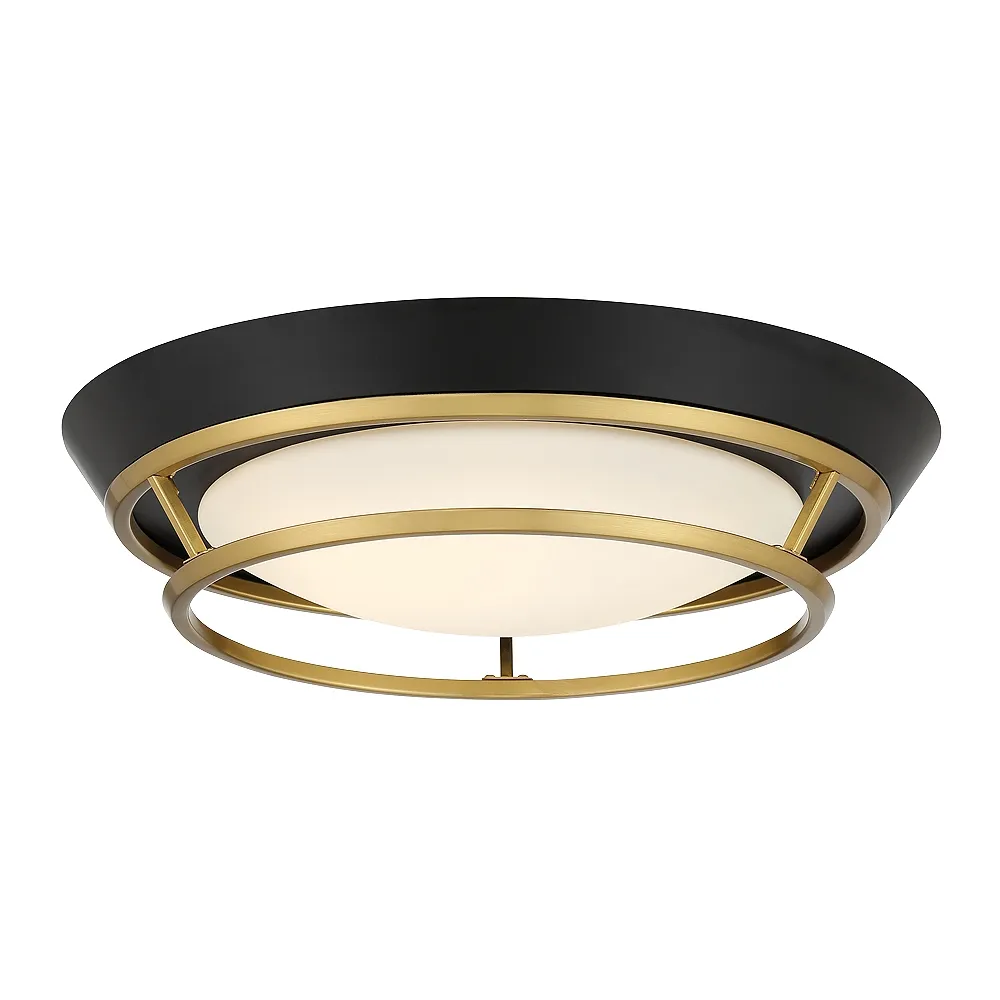 George Kovacs Beam me up! 11-inch LED Coal and Satin Brass Flush Mount