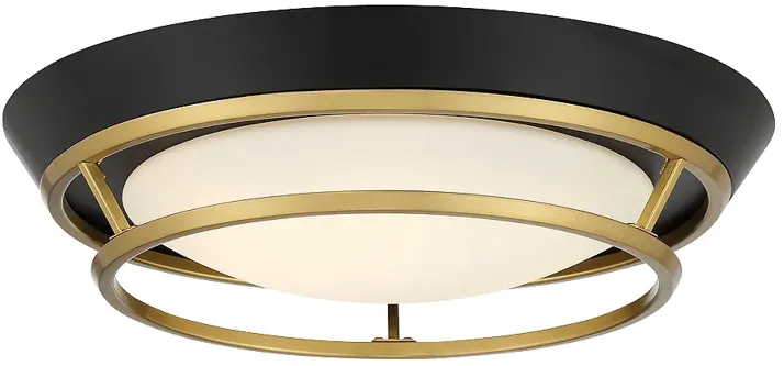 George Kovacs Beam me up! 11-inch LED Coal and Satin Brass Flush Mount