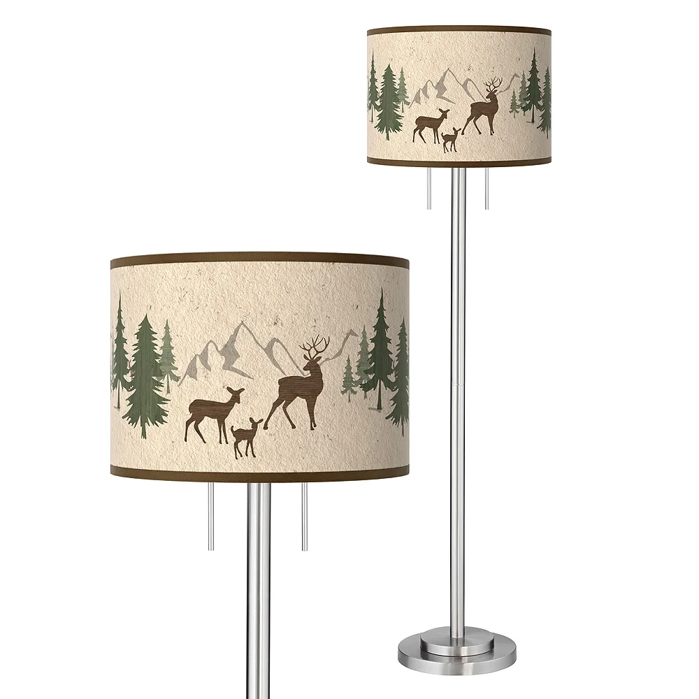 Giclee Glow Garth 63" High Deer Lodge Shade Brushed Nickel Floor Lamp