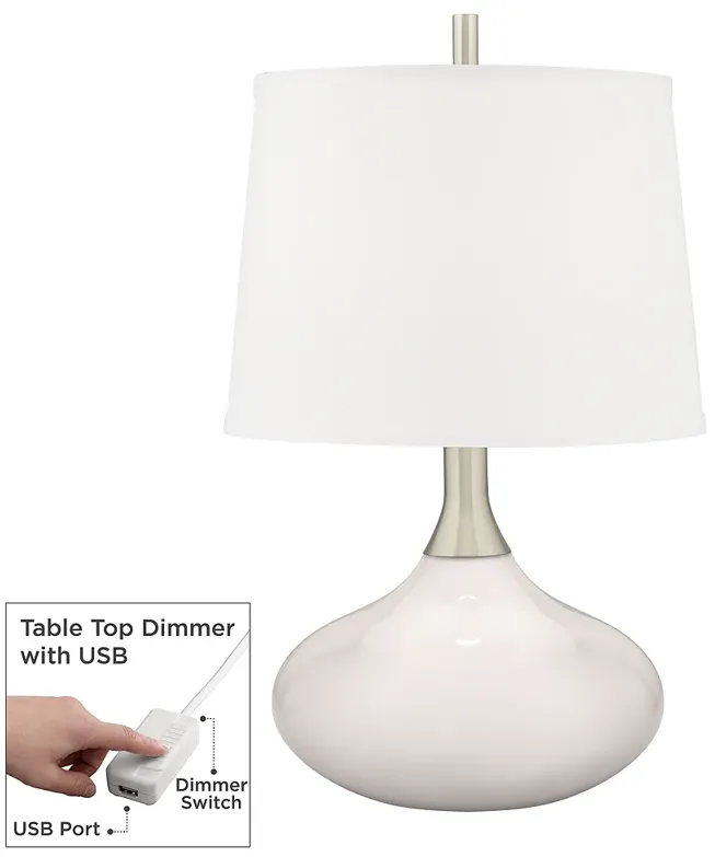 Color Plus Felix 24" Smart White Modern Table Lamp with USB Dimmer