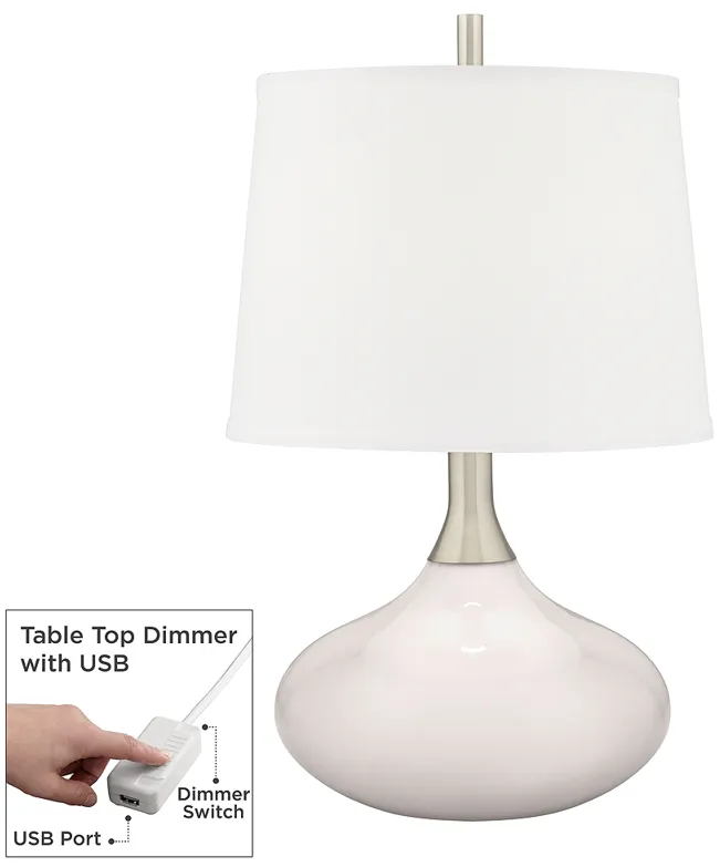 Color Plus Felix 24" Smart White Modern Table Lamp with USB Dimmer