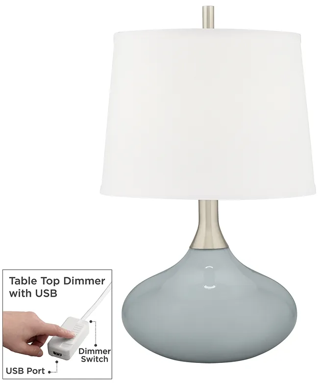 Color Plus Felix 24" Modern Uncertain Gray Table Lamp with USB Dimmer