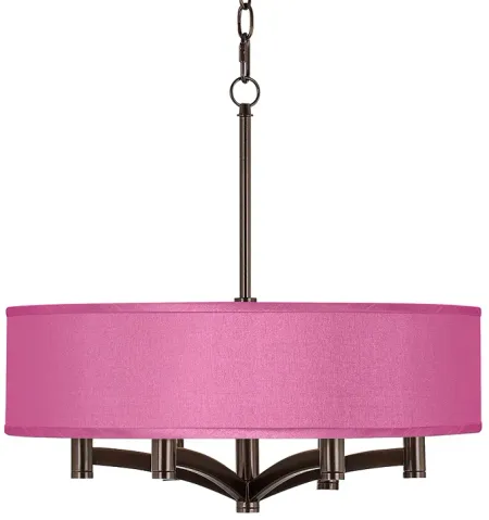 Possini Euro Ava 20" Faux Silk Pink Orchid 6-Light Pendant Chandelier