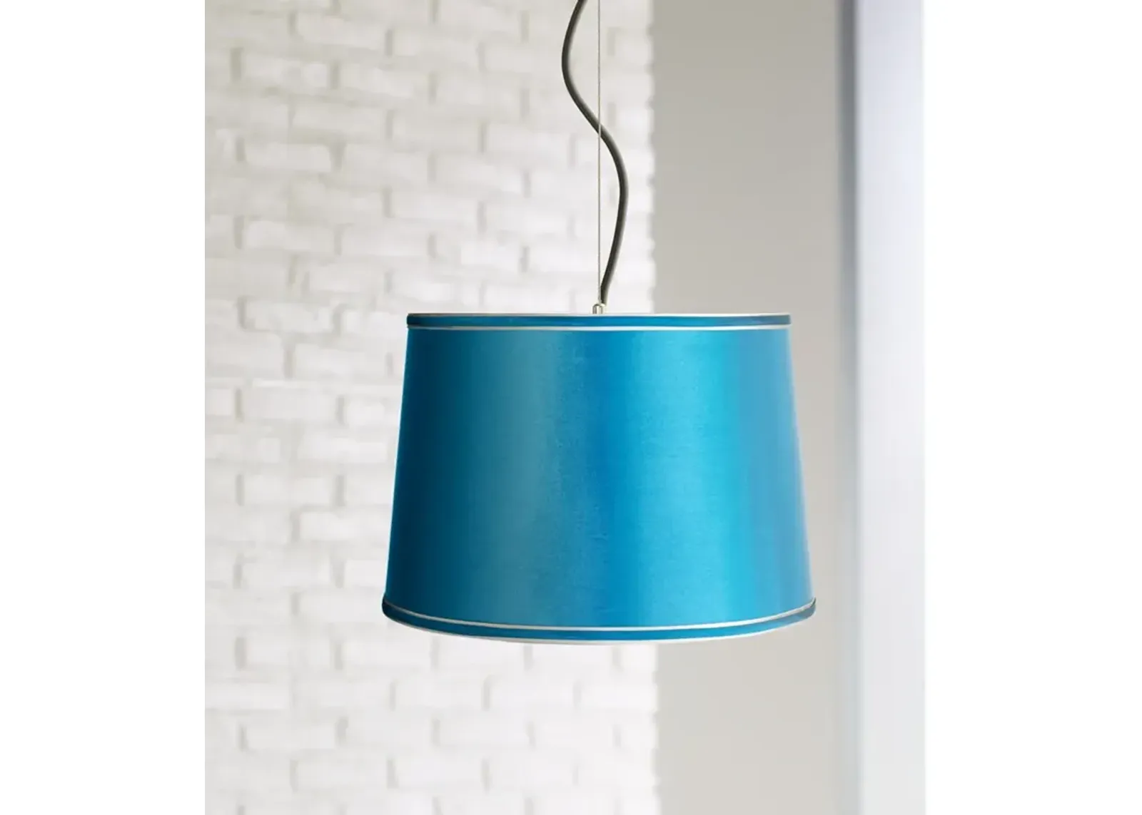 Possini Euro 16" Wide Satin Turquoise Shade Pendant Light