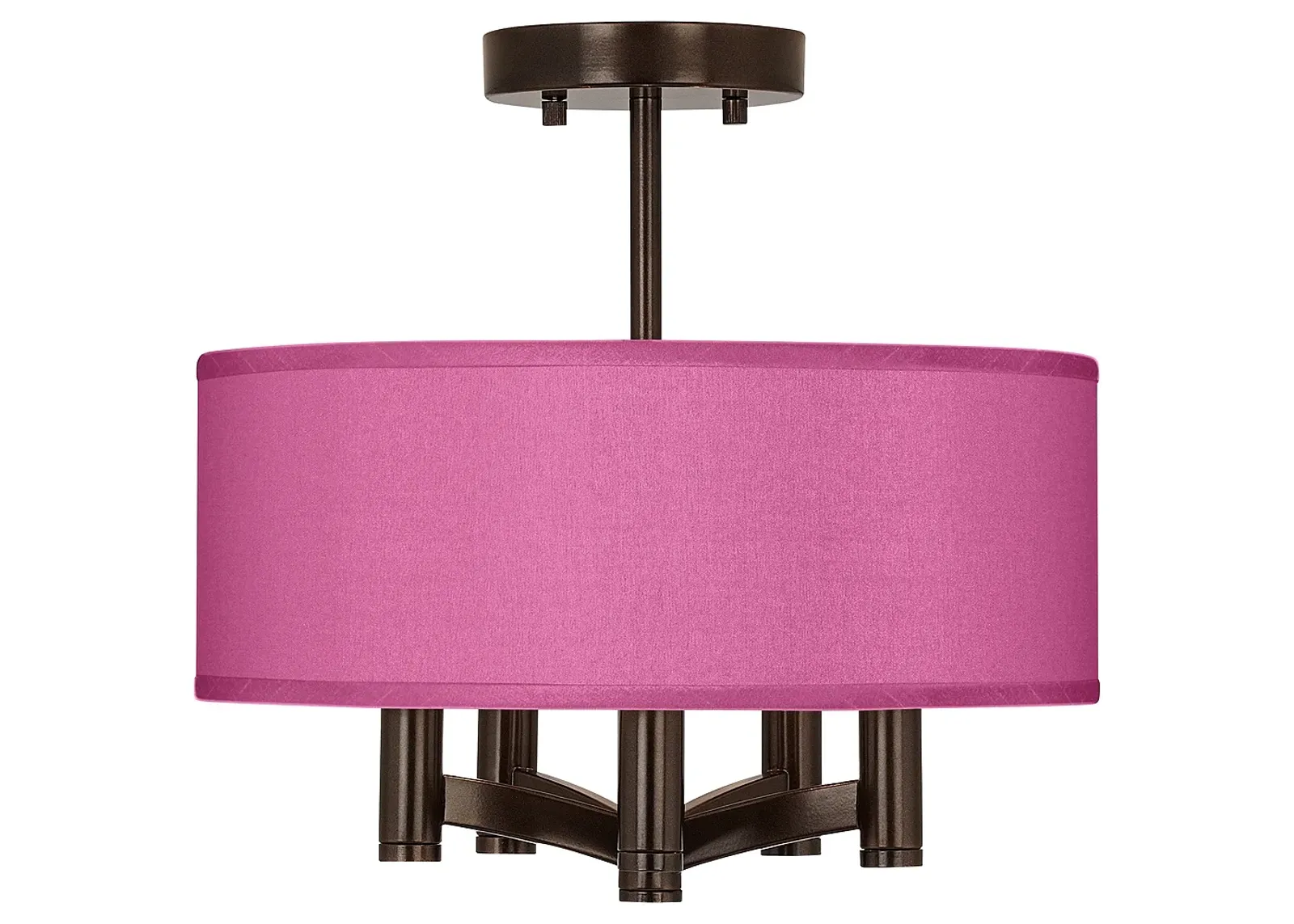 Possini Euro Ava 14" Pink Faux Silk 5-Light Bronze Ceiling Light