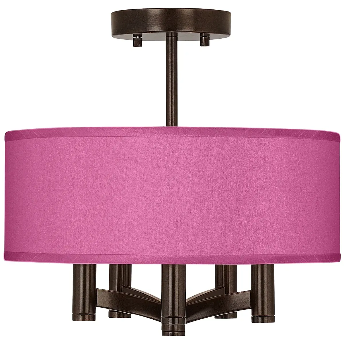 Possini Euro Ava 14" Pink Faux Silk 5-Light Bronze Ceiling Light