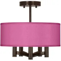 Possini Euro Ava 14" Pink Faux Silk 5-Light Bronze Ceiling Light