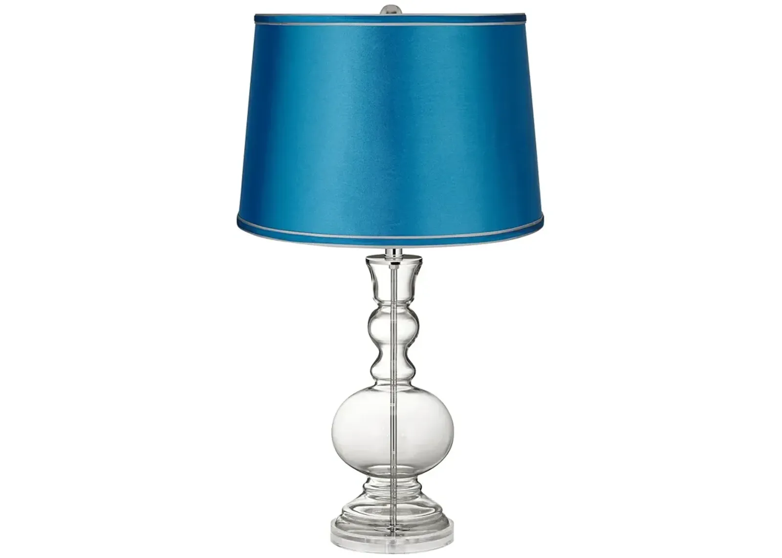 Color Plus 30" Satin Turquoise and Glass Fillable Apothecary Lamp