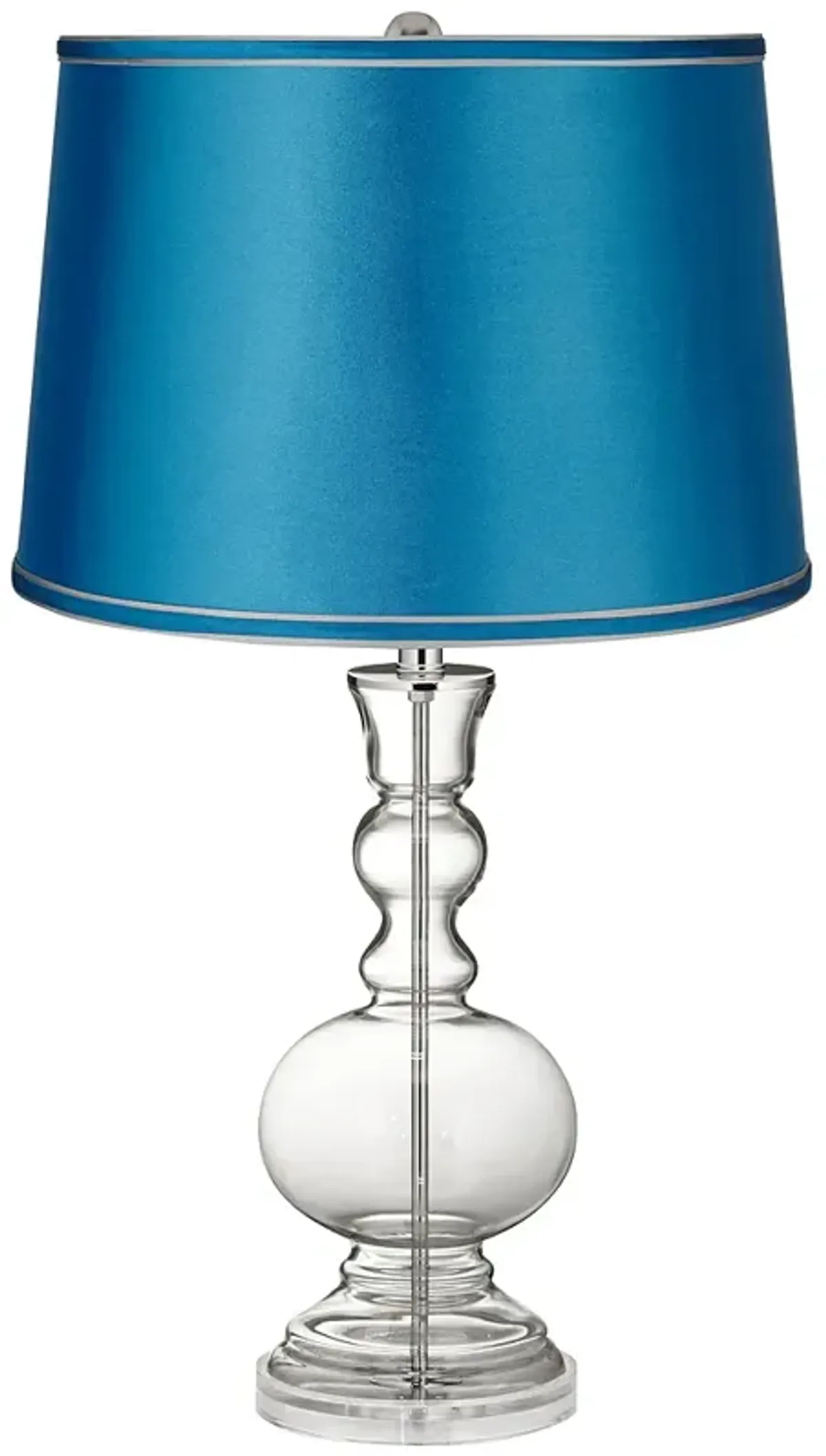 Color Plus 30" Satin Turquoise and Glass Fillable Apothecary Lamp