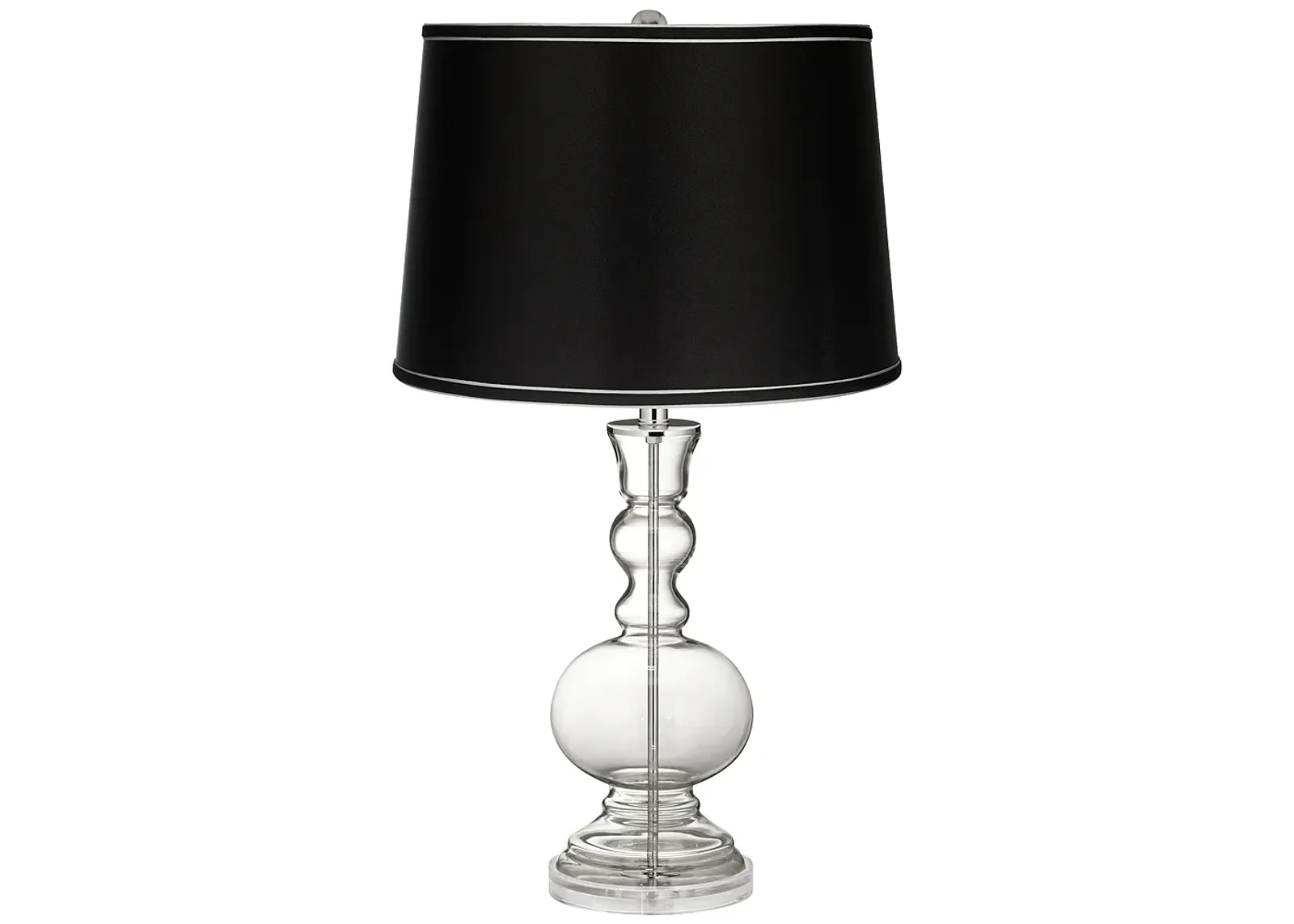 Clear Glass Fillable Satin Black Shade Apothecary Table Lamp