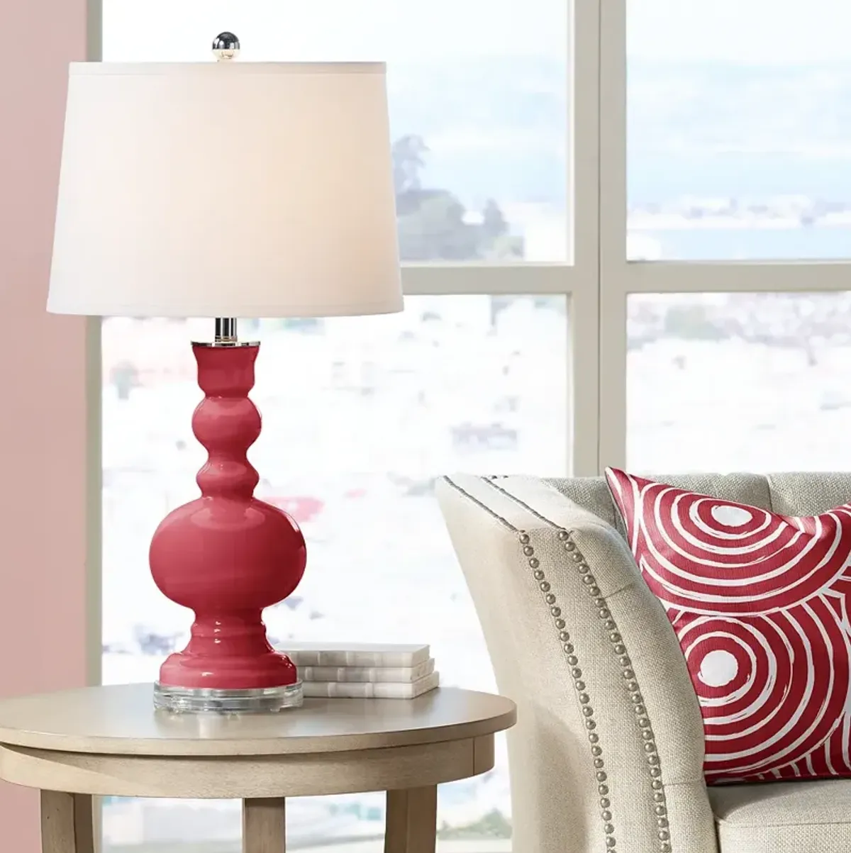 Color Plus Apothecary 30" White Shade Samba Red Table Lamp