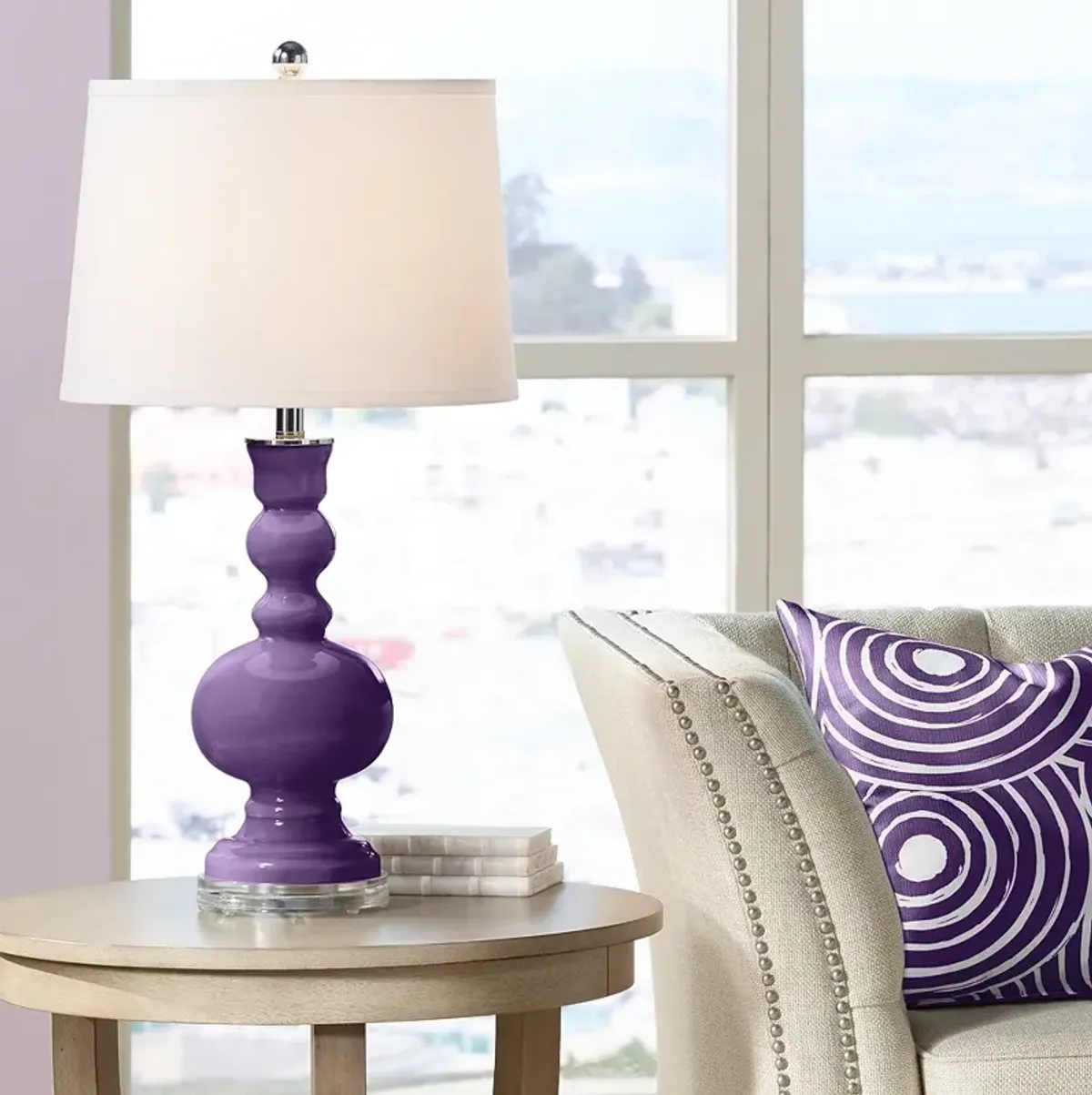 Color Plus Apothecary 30" High White Shade Acai Purple Table Lamp