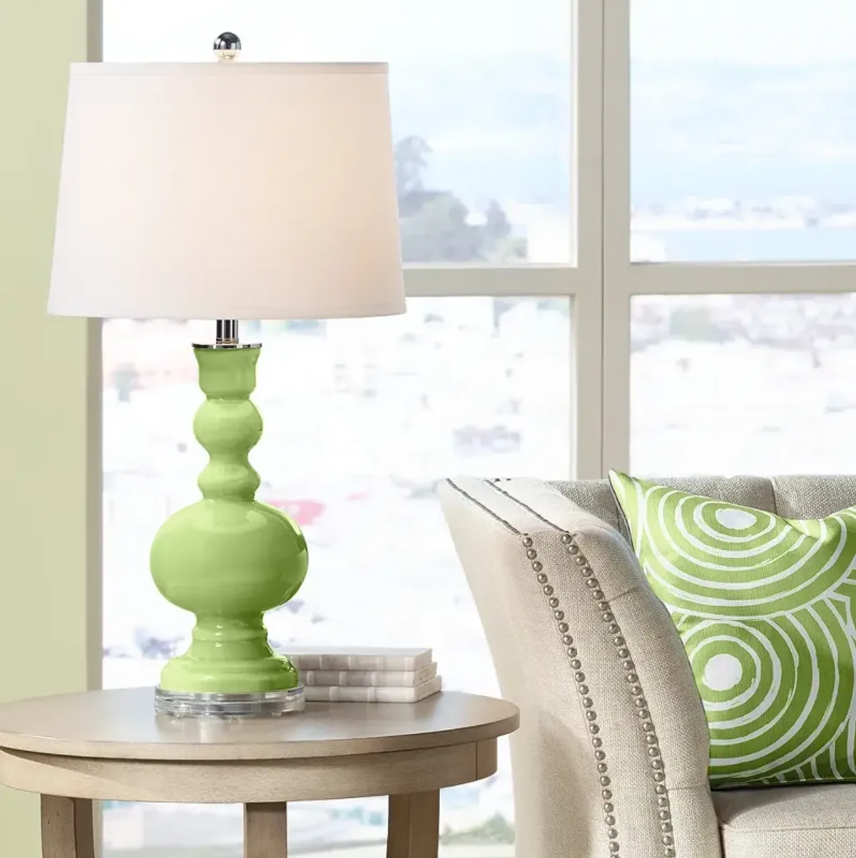 Color Plus Apothecary 30" White Shade Lime Rickey Green Table Lamp