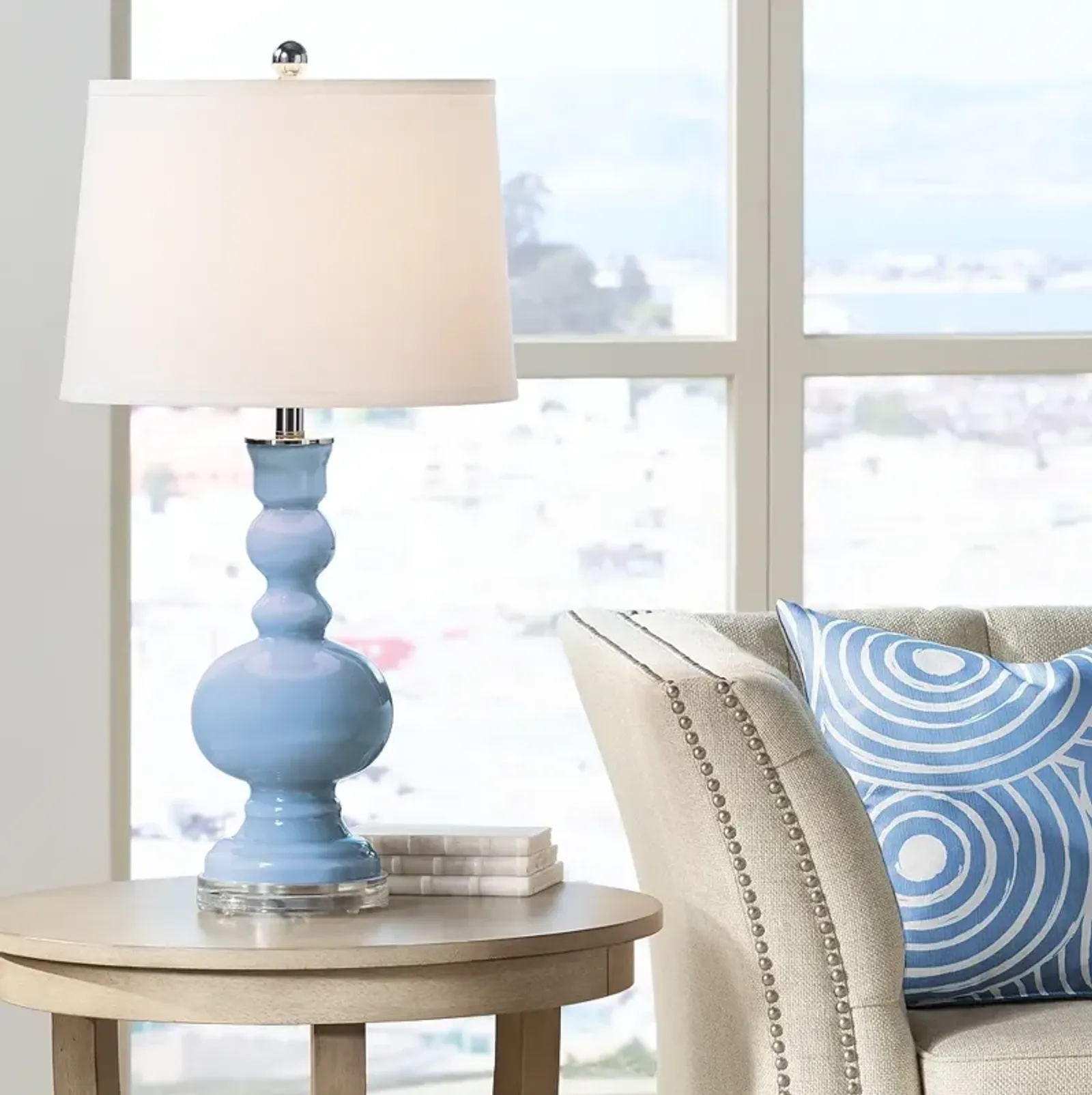 Color Plus Apothecary 30" White Shade Placid Blue Table Lamp