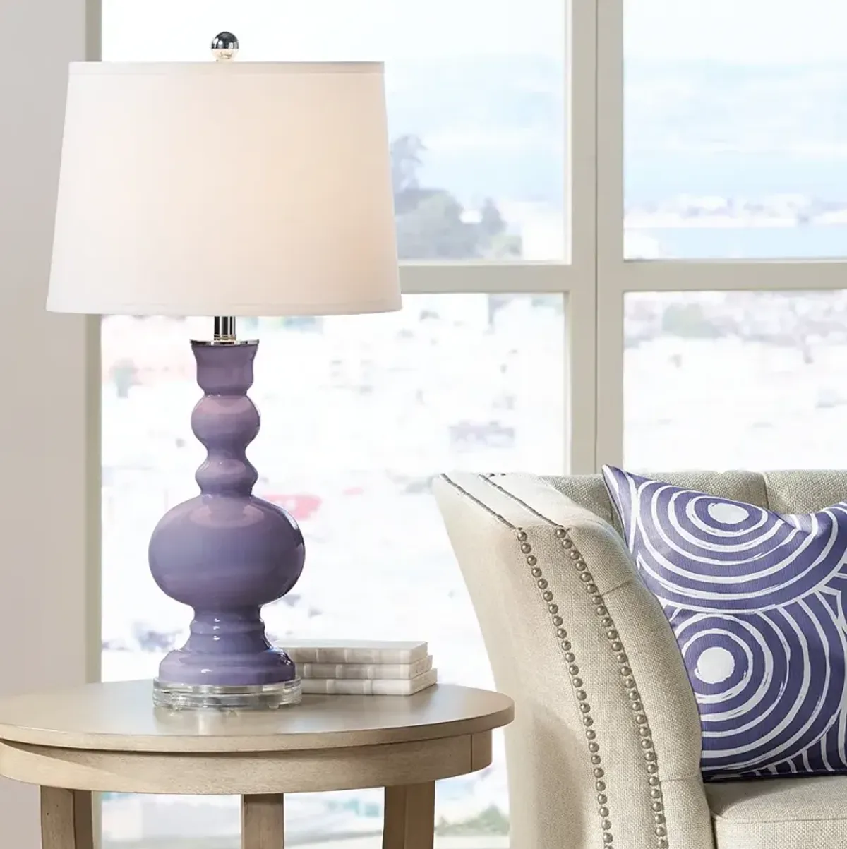 Color Plus Apothecary 30" White Shade Purple Haze Table Lamp