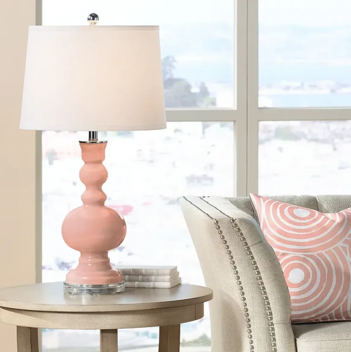 Color Plus Apothecary 30" Mellow Coral Pink Table Lamp