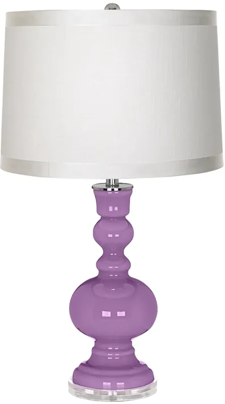 African Violet White Drum Shade Shade Apothecary Lamp