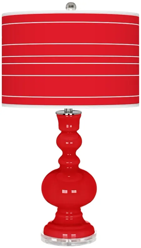 Color Plus Apothecary 30" Bold Stripe Shade Bright Red Table Lamp