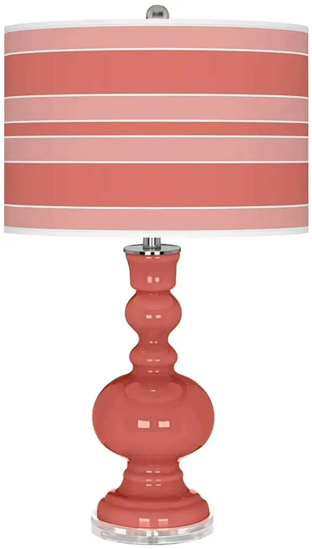 Color Plus Apothecary 30" Bold Stripe Coral Reef Pink Table Lamp