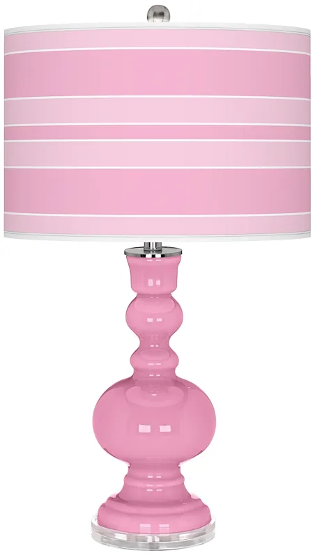 Candy Pink Bold Stripe Apothecary Table Lamp