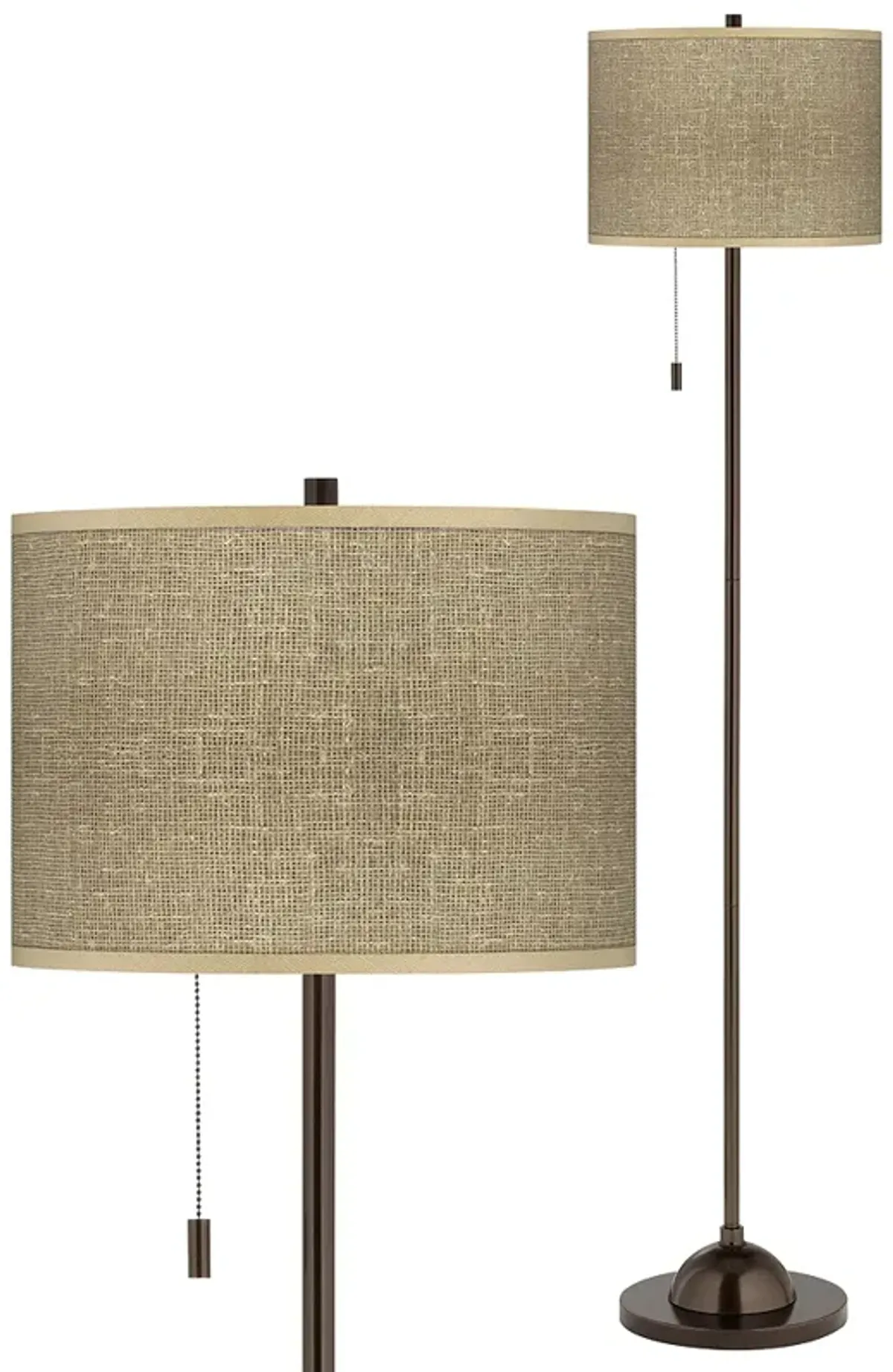 Giclee Glow 62" Burlap Print Shade Bronze Finish Club Floor Lamp