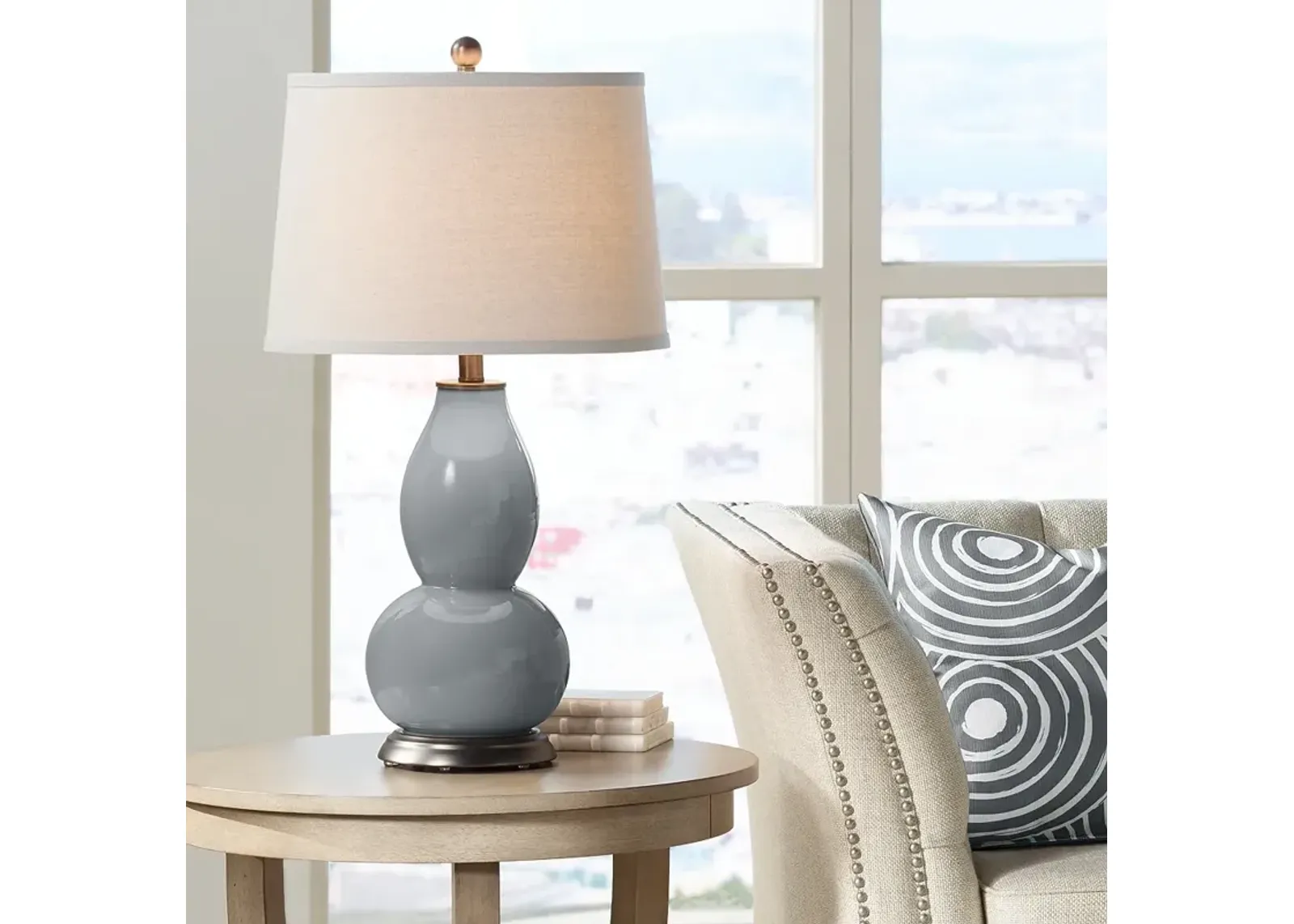 Color Plus Double Gourd 28 3/4" High Software Gray Table Lamp