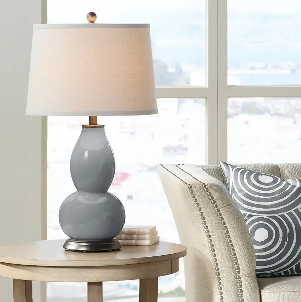 Color Plus Double Gourd 28 3/4" High Software Gray Table Lamp
