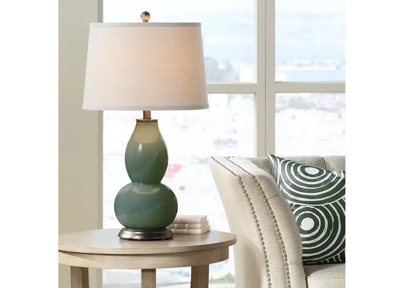 Color Plus Double Gourd 28 3/4" High Secret Garden Green Table Lamp