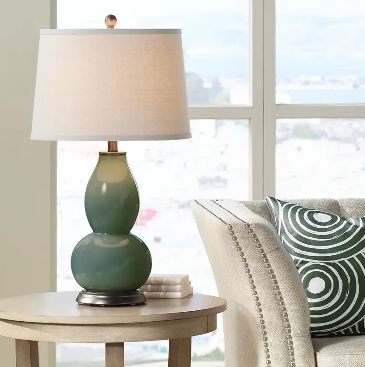 Color Plus Double Gourd 28 3/4" High Secret Garden Green Table Lamp