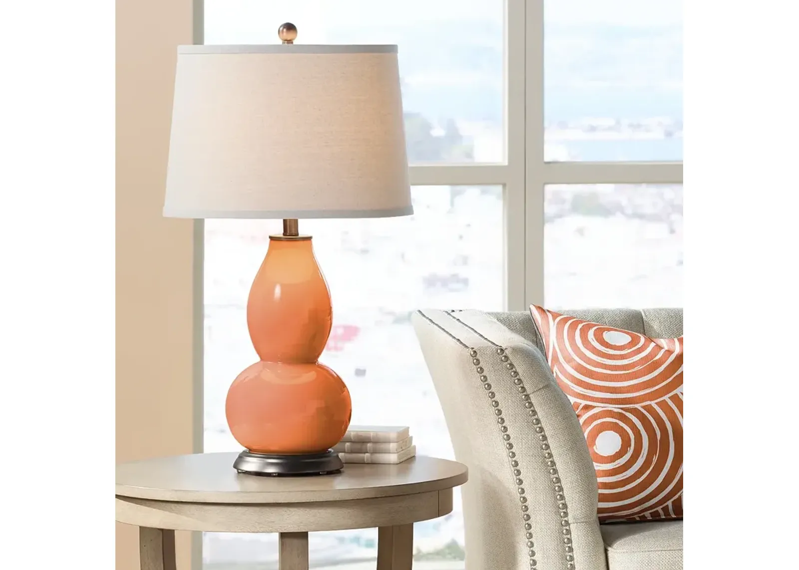 Color Plus Double Gourd 28 3/4" Celosia Orange Table Lamp