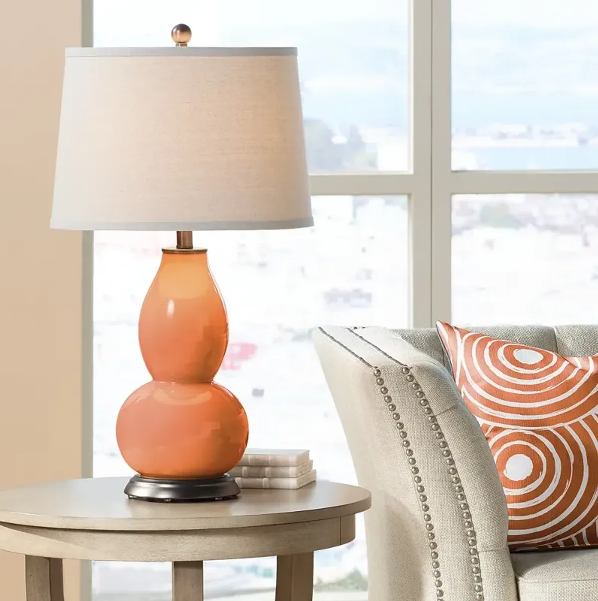 Color Plus Double Gourd 28 3/4" Celosia Orange Table Lamp